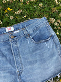 Levi’s 501 Vintage High Waisted Denim Frayed Shorts Blue
