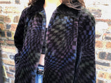 Vintage RARE Oversized Patterned Soft Faux Fur Long Coat / Jacket Black