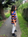 Vintage Ralph Lauren Polo Shirt Unisex Striped Oversized Top / T Shirt Orange & Blue
