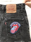 RARE Rolling Stones Levi 550 High Waisted Vintage Frayed Denim Shorts Black