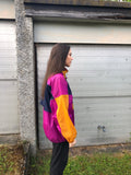 Vintage Windbreaker Unisex Oversized Festival Colourful Shell Jacket Rain Coat Purple & Orange