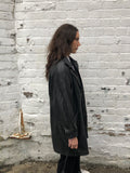 Vintage Oversized 90s Genuine Leather Blazer Jacket Long Coat Black