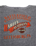 Vintage y2k Harley Davidson Logo Graphic Print Long Sleeve T Shirt Grey & Orange