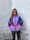 Vintage Unisex Windbreaker Shell Puffer Jacket Purple