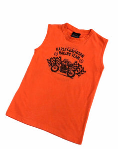 Vintage y2k Harley Davidson Graphic Print Vest Tank Top Neon Orange