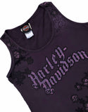 Vintage y2k Harley Davidson Floral Graphic Print Vest / Tank Top Purple