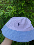 Vintage Reworked Ralph Lauren Recycled Shirt Bucket Hat Lilac & Blue