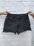 RARE Rolling Stones Levi 550 High Waisted Vintage Frayed Denim Shorts Black