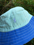 Vintage Reworked Ralph Lauren Recycled Shirt Bucket Hat Green & Blue