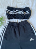 Vintage Reworked Adidas Co-ord Tube Top & Shorts Two Piece Set Black & White