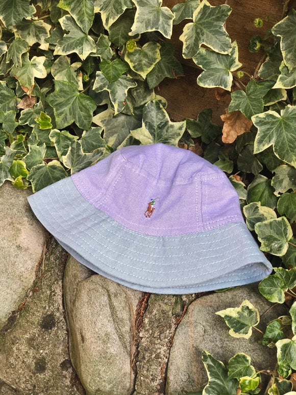 Vintage Reworked Ralph Lauren Recycled Shirt Bucket Hat - Lilac & Pale Green