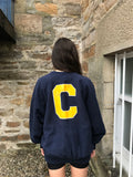 Vintage Champion Printed Unisex California Sweater / Sweatshirt / Jumper Navy & Yellow