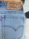 Vintage Denim Levi High Waisted Peace Sign Frayed Shorts