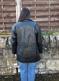 Vintage 90s Genuine Leather Oversized Blazer Jacket Black
