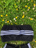 Vintage Reworked Adidas 3-Stripes Tracksuit Tube Top & Shorts Two Piece Set / Co-Ord Black & White