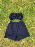 Vintage Reworked Nike Tracksuit Tube Top & Shorts Two Piece Set Navy