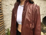 Vintage Oversized 90s Faux Leather Blazer Jacket Coat Brown