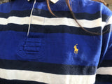 Vintage Ralph Lauren Long Sleeve Stripe Unisex Polo Shirt Blue