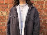 Vintage Wrangler Oversized 90's Thick Sherpa Fleece Lined Shirt Jacket / Shacket Washed Black