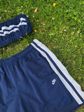 Vintage Reworked Nike Tracksuit Tube Top & Shorts Two Piece Set / Co-Ord Navy Blue & White