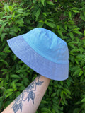 Vintage Reworked Ralph Lauren Recycled Shirt Bucket Hat Bright Blue & Grey Blue