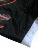 Vintage y2k Harley Davidson Embroidered Jersey Top  / Graphic Print V  Neck T Shirt Black & Orange