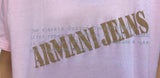Vintage y2k Armani Jeans Spell Out Logo Top  / Graphic Print T Shirt Peachy Pink