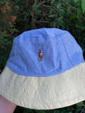Vintage Reworked Ralph Lauren Recycled Shirt Bucket Hat Blue & Yellow