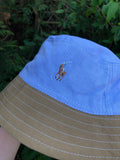 Vintage Reworked Ralph Lauren Recycled Shirt Bucket Hat Blue & Khaki
