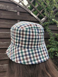 Love Route Unisex Bucket Hat Brown Blue & Green Check