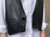 Vintage Genuine Leather Vest / Waistcoat / Gilet Black