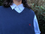Vintage Ralph Lauren Chaps Sleeveless Oversized Knitted Vest / Sweater Vest / Tank Top  Navy Blue
