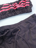 Vintage Reworked Adidas 3-Stripes Tracksuit Tube Top & Shorts Two Piece Set Black & Baby Pink