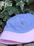 Vintage Reworked Ralph Lauren Recycled Shirt Bucket Hat - Blue & Pink