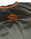 Vintage y2k Harley Davidson Embroidered Jersey Top  / Graphic Print V  Neck T Shirt Black & Orange