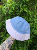 Vintage Reworked Ralph Lauren Recycled Shirt Bucket Hat Denim Blue & Pale Pink
